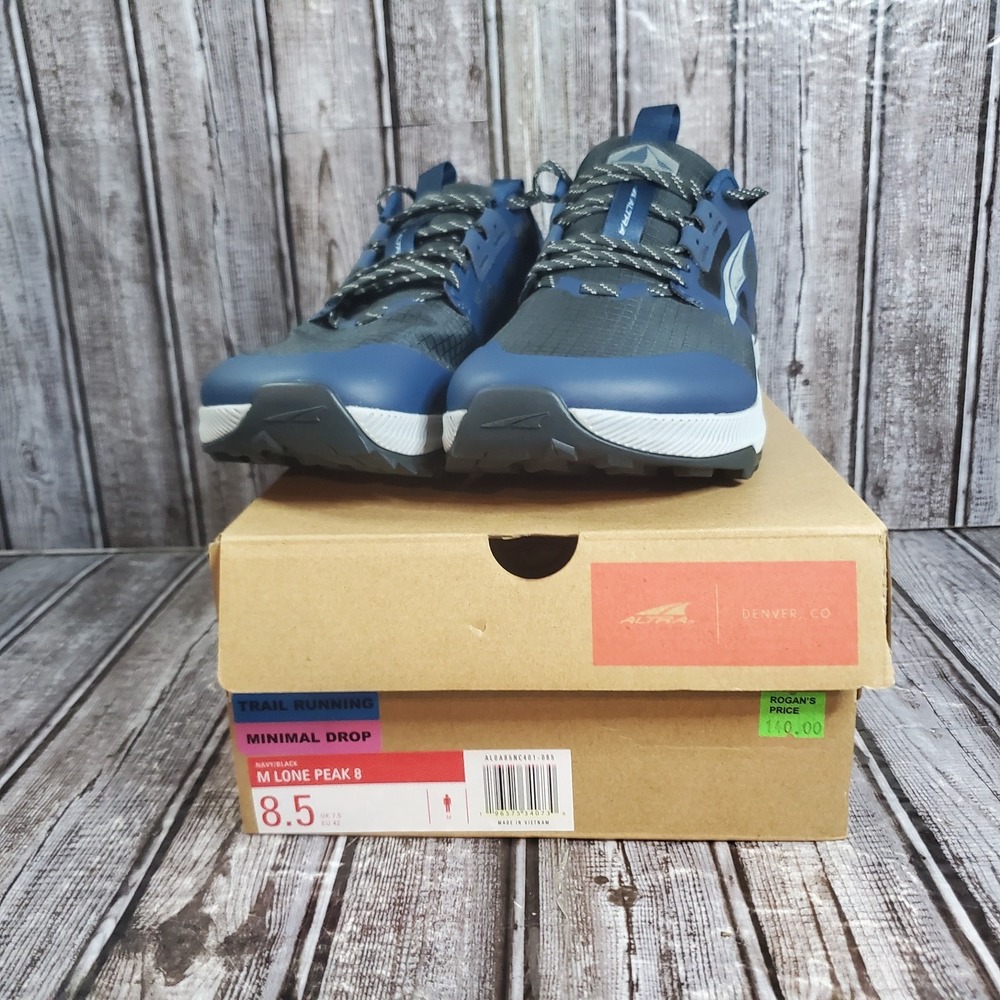 Altra Men's Lone Peak 8 Trail Running Hiking Shoe Navy Black Size 8.5